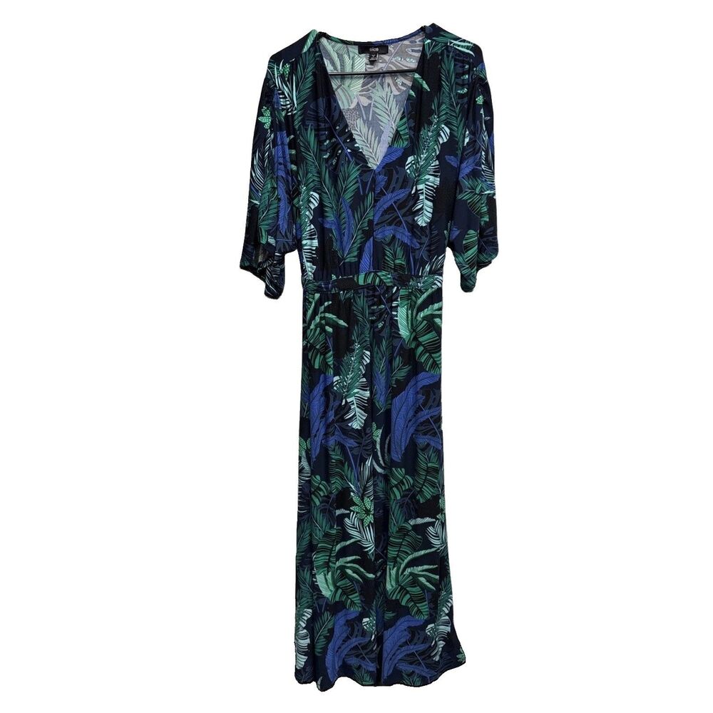 Ellos Women 1X Tropical Print Maxi Dress Beach Cruise Resort Wear 22 24 Belted